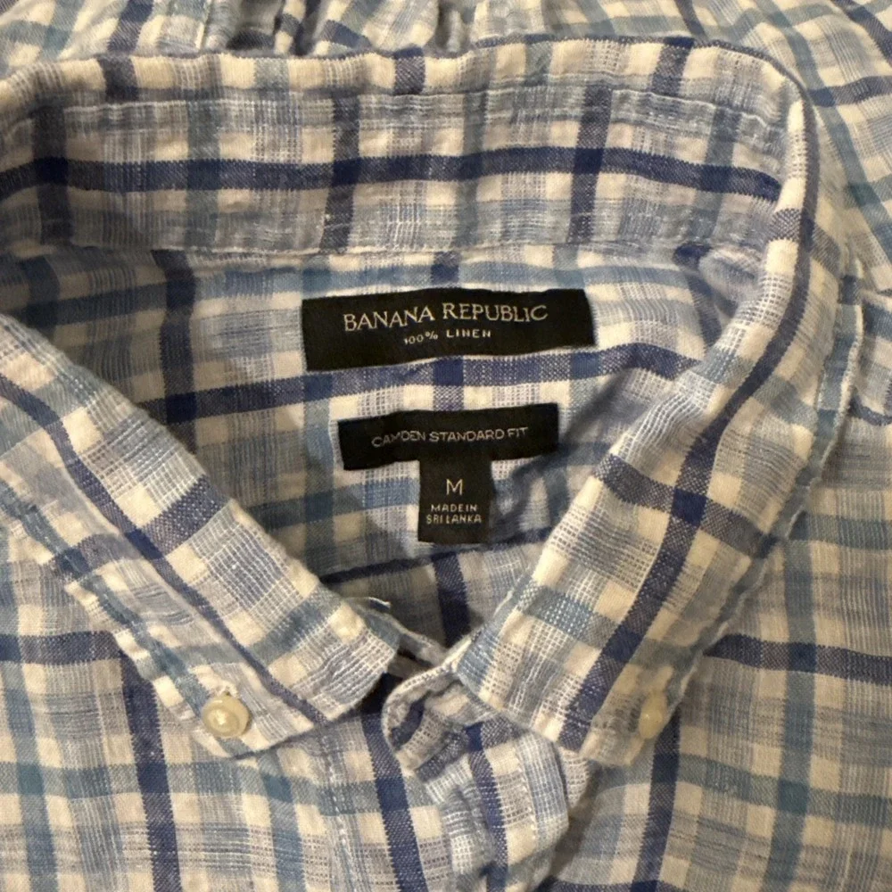 Banana Republic Shirt Men's Multicolor Medium Linen Camden Standard Fit‎ Preppy
